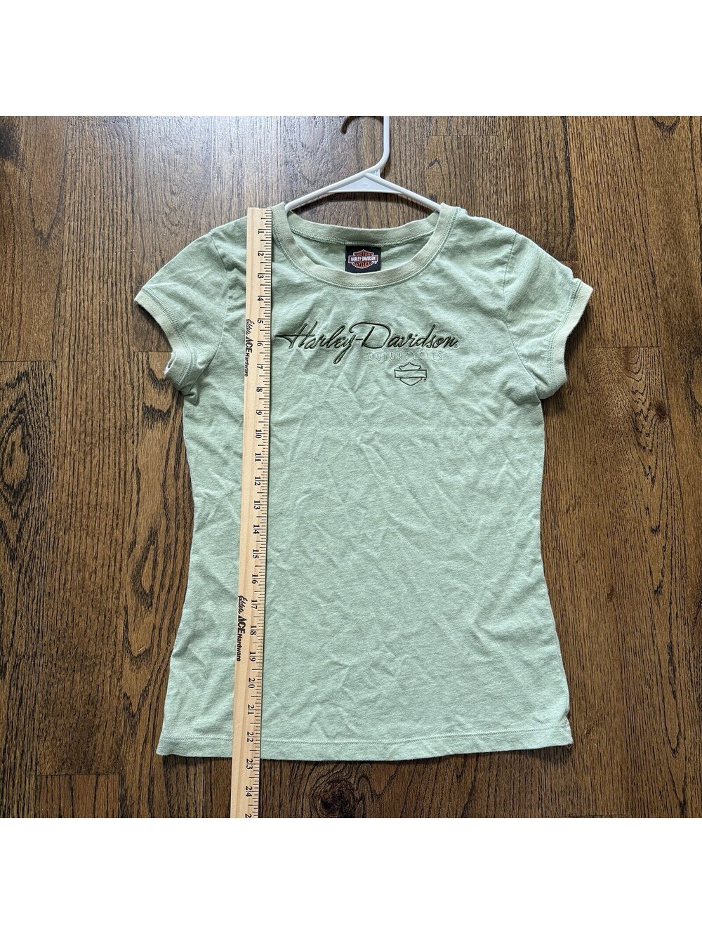 Harley Davidson Womens L Sage Green Embroidered Baby Tee Ocala Florida Y2K - Picture 12 of 12